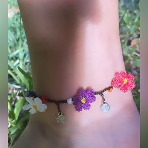 Colorful Floral Anklet, Ankle Accessory, Beach Ankle Accessory